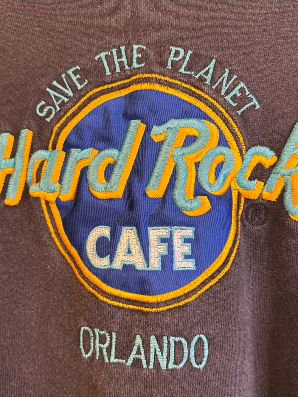 Vintage 90’s Hard Rock Cafe Save The Planet Orlando Men’s L Black Embroidered - Picture 3 of 7
